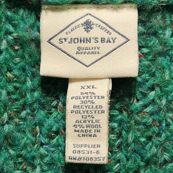 St. John's Bay green v neck tunic sweater XXL wool blend - Picture 4 of 6